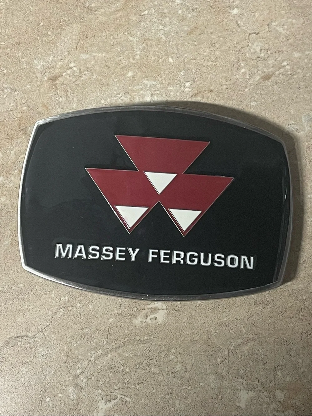 Rare Massey Ferguson Black Enamel Belt Buckle by SpecCast 03077 Triangles Red